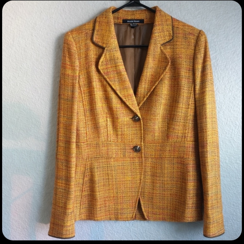 Ellen Tracy Women's Orange and Yellow Tweed Blazer